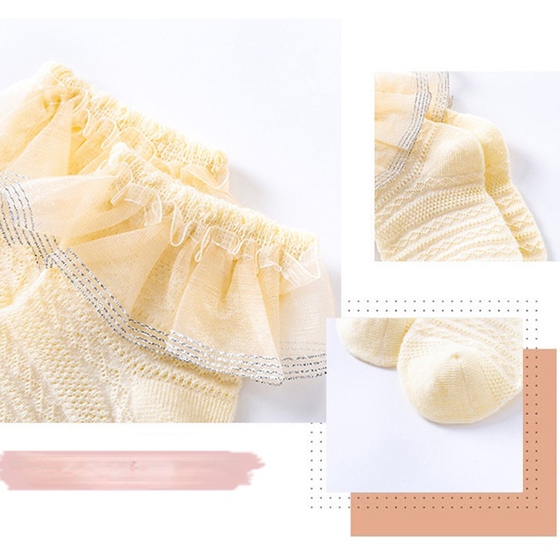 Vớ   vải cotton viền ren màu trơn cho bé gái từ 0-4 tuổi