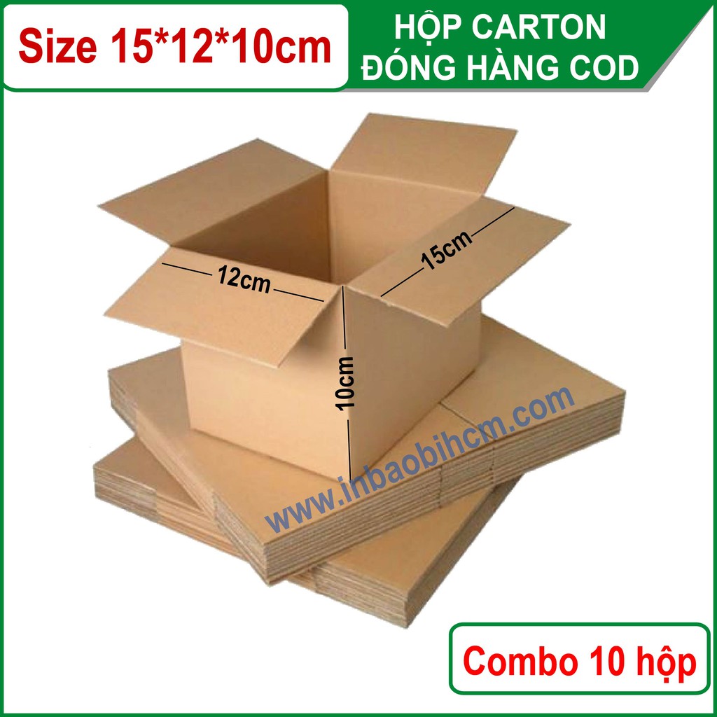 10 hộp carton đóng hàng 15x12x10 cm (Thùng giấy - Hộp giấy carton giá rẻ)