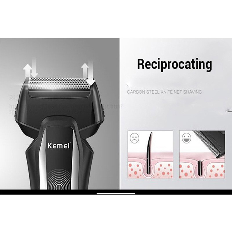 Máy cạo râu điện tử Kemei có đầu sạc usb dành cho nam đi kèm 2 lưới