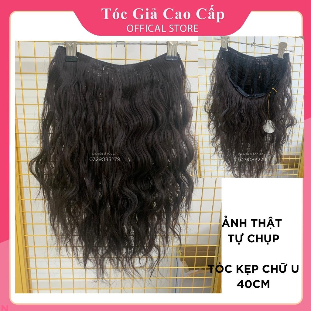 Tóc giả kẹp chữ U xù ngắn 40cm, ku18