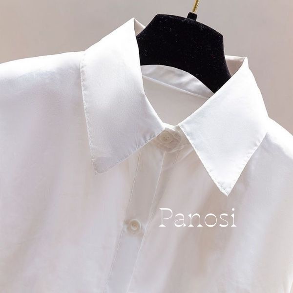 Áo sơ mi trắng nữ áo sơ mi basic nữ tay dài form rộng tay bồng bo chun kiểu dáng trẻ trung năng động - A615 TRẮNG-PANOSI