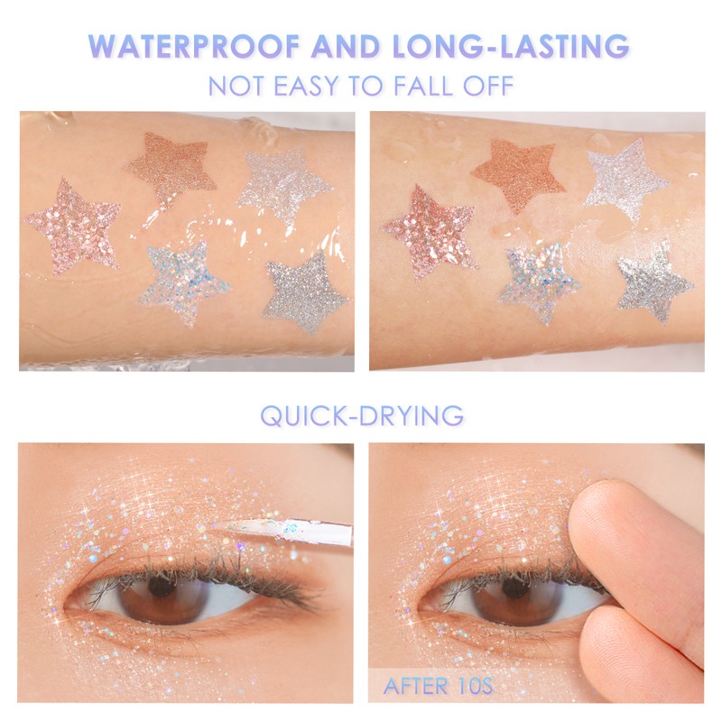 FOCALLURE Starlight Liquid Eyeshadow Diamond Flash Không thấm nước Lying Silk Silk Brightening Sequin Pearl High Gloss