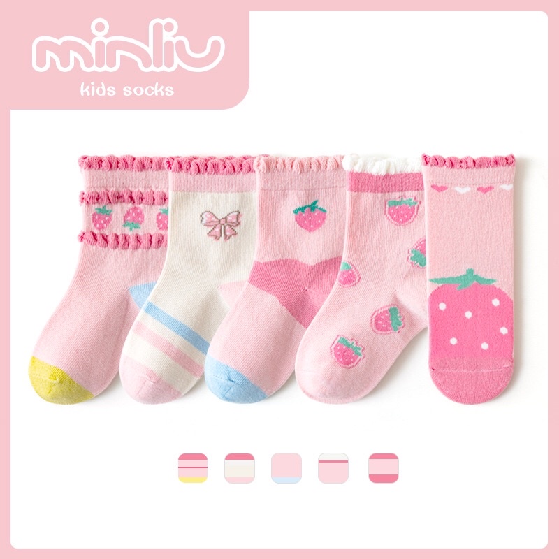 Combo 5 Đôi Tất Minliu Kids Họa Tiết Dễ Thương Cho Bé