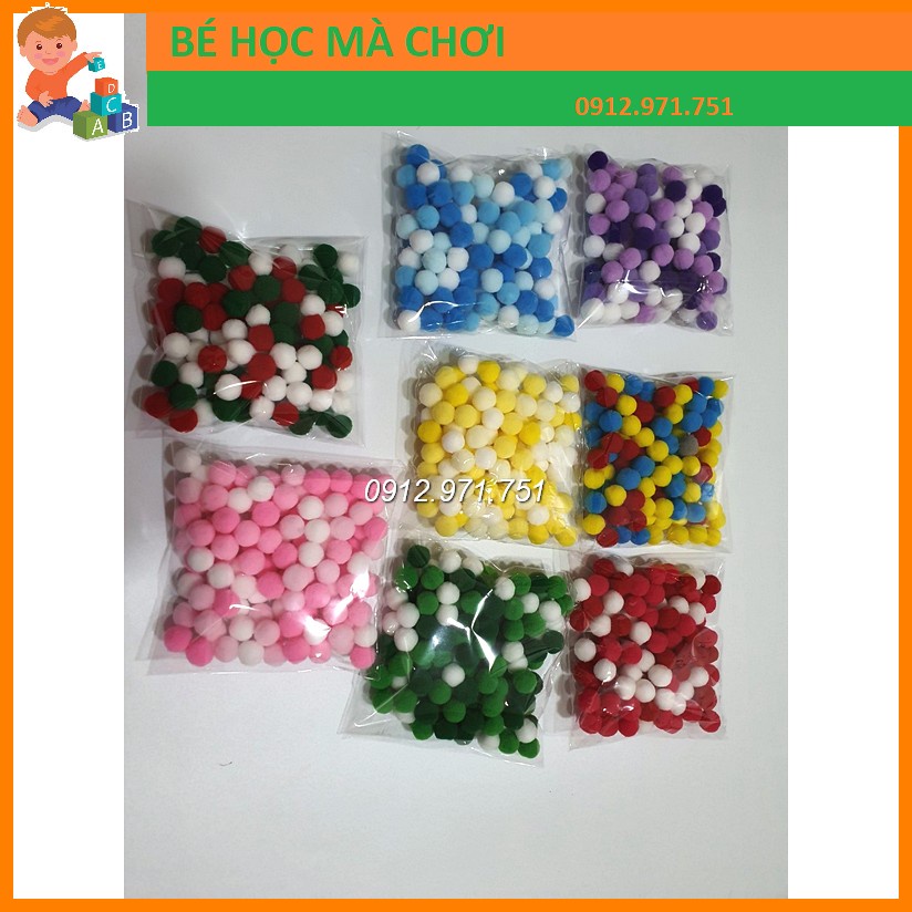 Pompom hỗn hợp nhiều màu nhiều size  - quả bông pom pom trang trí handmade túi mầu pastel siêu cute