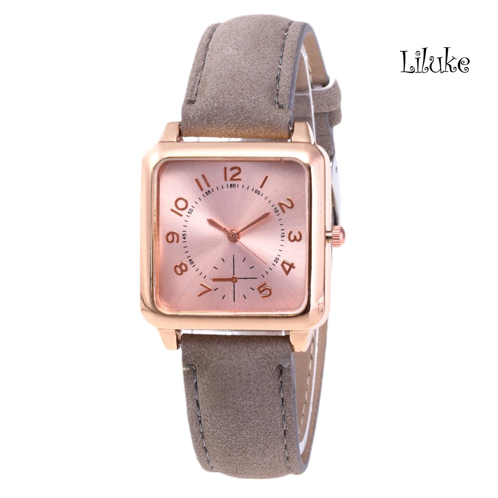 Đồng Hồ Đeo Tay Mặt Vuông Dây Giả Da Thời Trang Cho Nữ