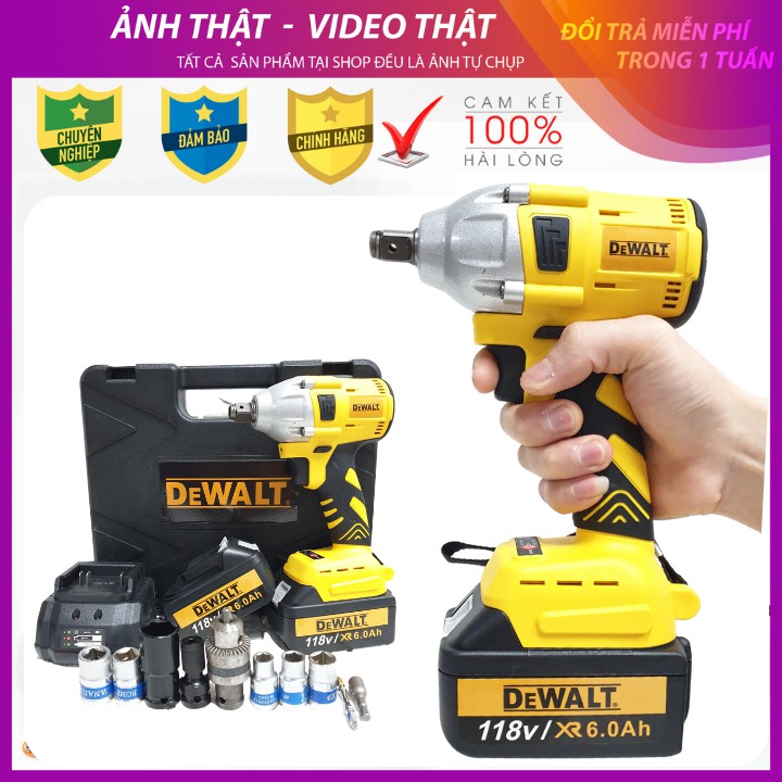 [Chính Hãng] Siết bulong DEWALT 118V 2 pin không chổi than 100% đồng - Máy xiết Bu Lông TẶNG Full phụ kiện