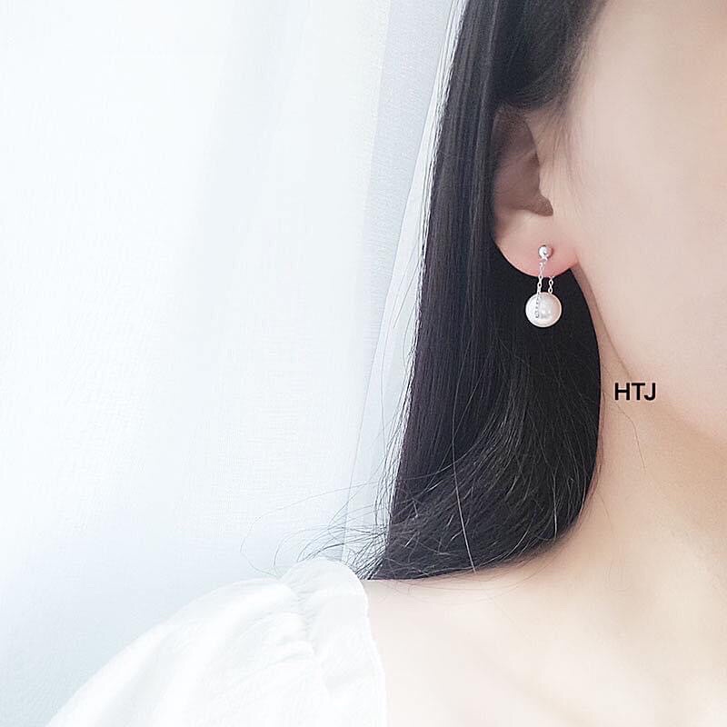 Bông tai bạc nữ gắn hạt châu xinh xắn / Khuyên tai bạc Bibi silver / BBS