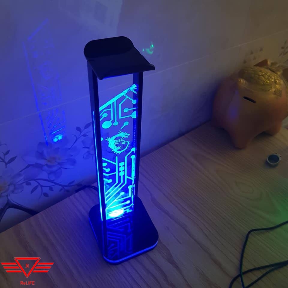 Combo 2 in 1: Pad Chuột Điện Tử + Giá treo tai nghe MSI led RGB ReLIFE | Chuẩn kết nối USB, Bluetooth, Coolmoon