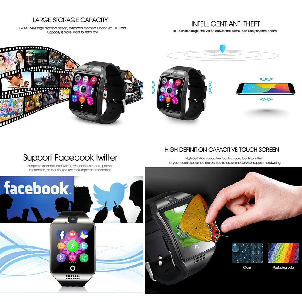 Đồng hồ thông minh có máy ảnh Bluetooth và theo dõi thể dục cho Android
