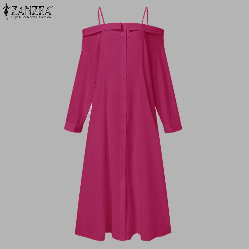 Đầm nữ ZANZEA trễ vai không tay thời trang cổ điển phong cách Âu Mỹ cho nữ