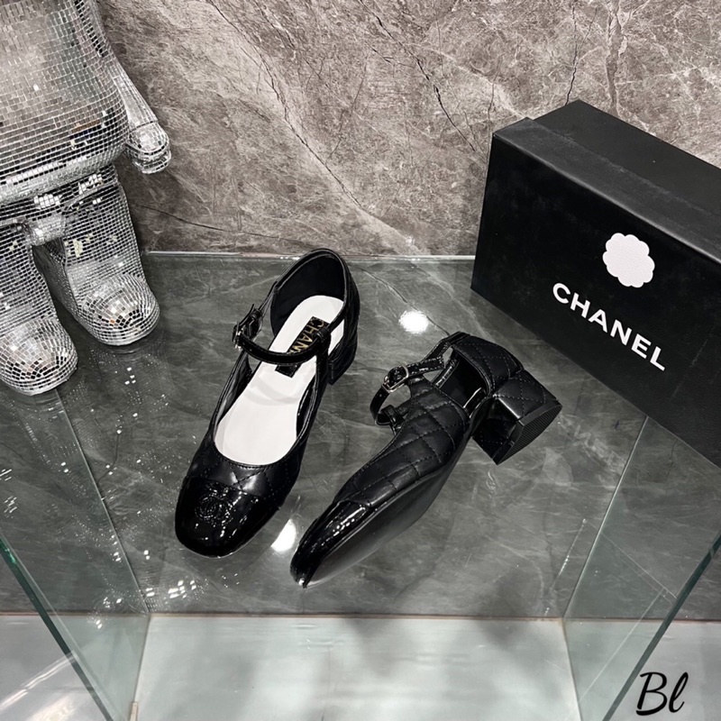 Sandal da trần chỉ mũi bóng hàng mới fullbox gót vuông 5cm