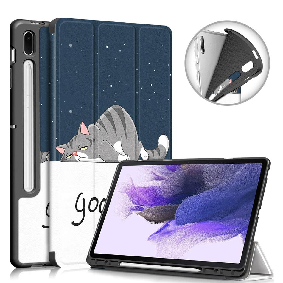 Bao da máy tính bảng PU cứng chống sốc cho Samsung Galaxy Tab S7FE 12.4" SM-T730 SM-T735 SM-T736B SM-T738
