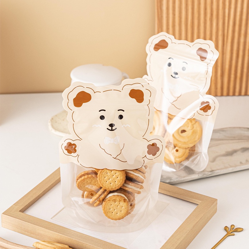 Túi zip trong suốt đựng bánh kẹo hình gấu hoạt hình dễ thương 2022