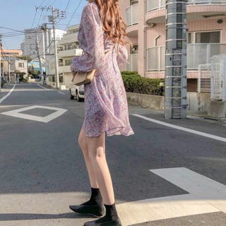 ĐẦM VOAN XOÈ HOA TÍM