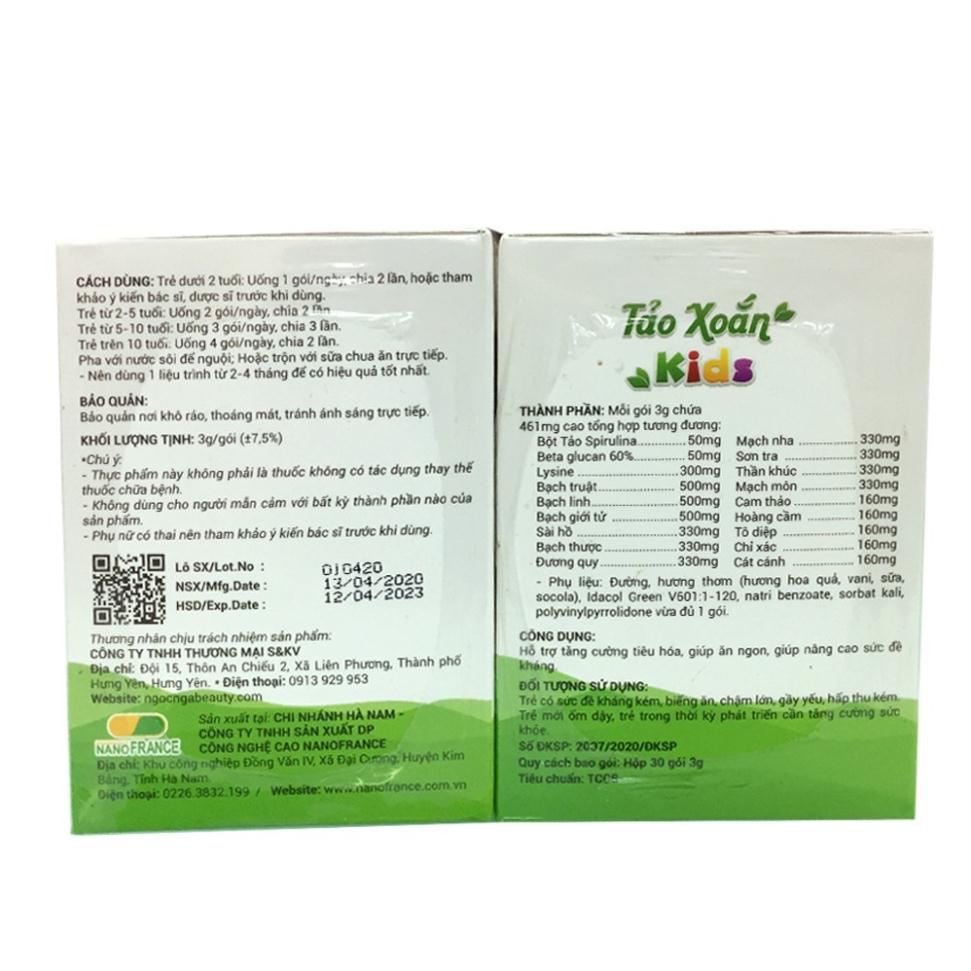 Tảo xoắn kids - giúp trẻ ăn ngon, tăng cường hệ tiêu hóa, tăng sức đề kháng - Hộp 30 gói