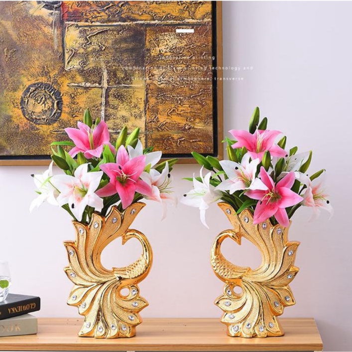 Bình cắm hoa khổng tước vàng - Bình cắm hoa decor để phòng khách giá rẻ 【 Hàng có sẵn 】