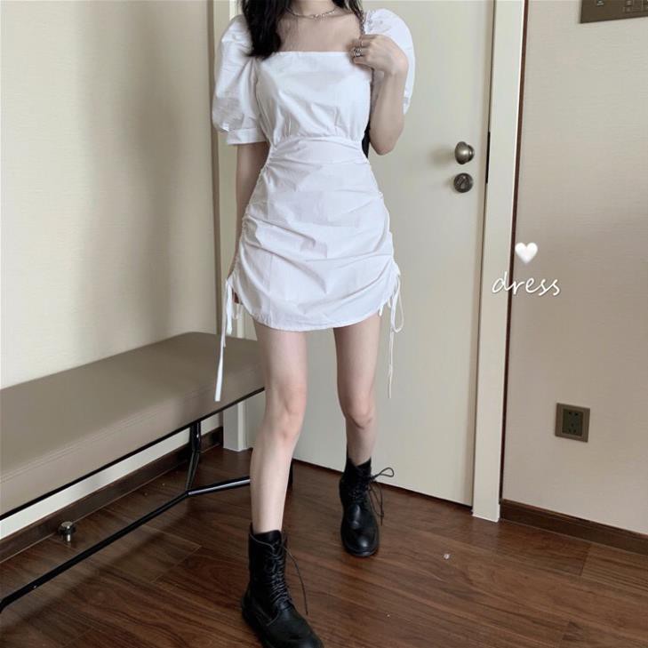 Đầm boddy dạo phố cổ vuông nhúng khoét eo xinh tươi trẻ trung, hàng cao cấp [SIÊU PHẨM] | BigBuy360 - bigbuy360.vn