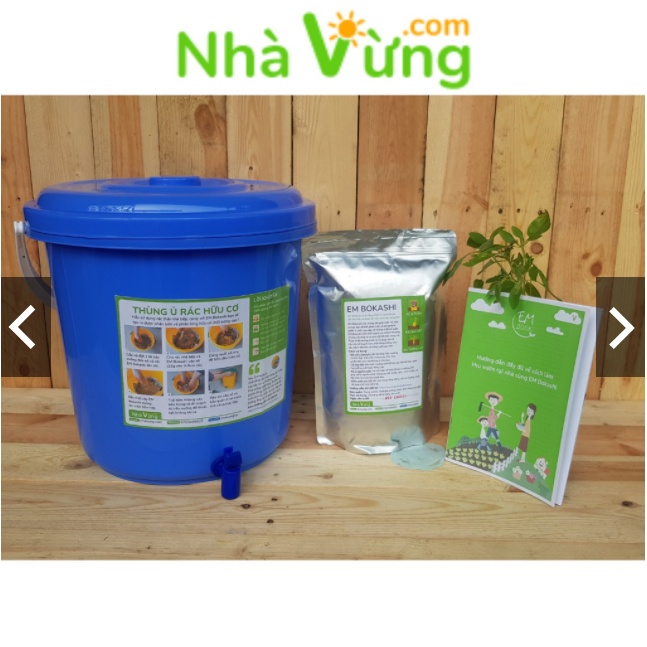 [HOT SALE] Thùng Ủ Rác Hữu Cơ EM Bokashi - Nhà Vừng + Tặng 0,5kg men Bokashi khi mua phân loại &quot;Chỉ thùng&quot;