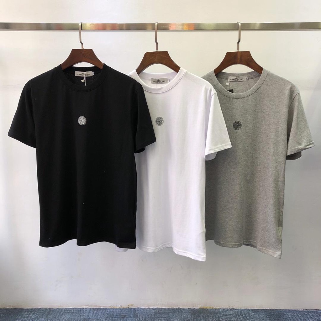 Áo Thun cotton 18fw In Chữ logo stone & island Thời Trang Cho Nam Và Nữ