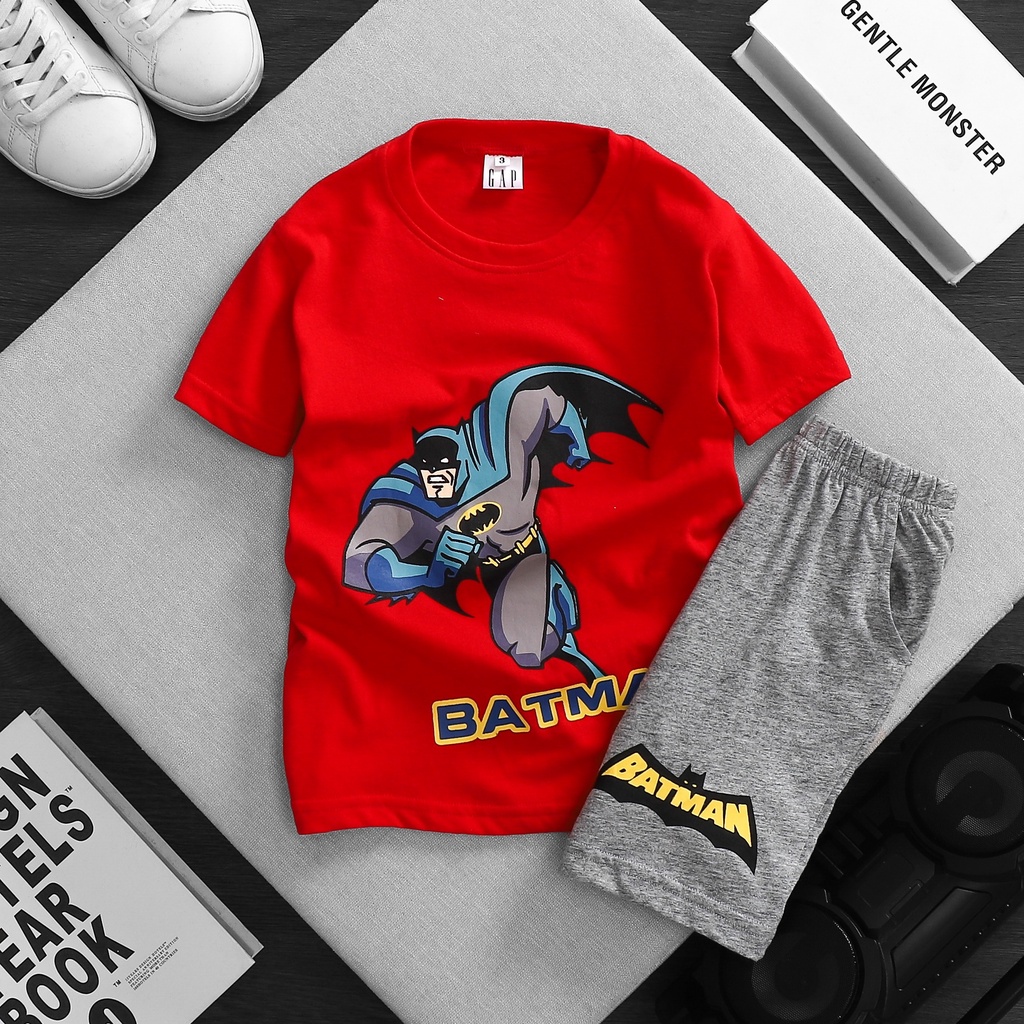 Bộ bé trai. Bộ cộc tay G.A.P chất cotton hình ô tô, batman, khủng long, spiderman BH35