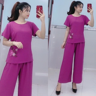 Đồ bộ trung niên nữ, bộ trung niên cho mẹ,  [ VẢI ĐŨI,GÃY THÁI ] cao cấp mặc mát, không nhăn co giãn nhẹ size 48--73KG