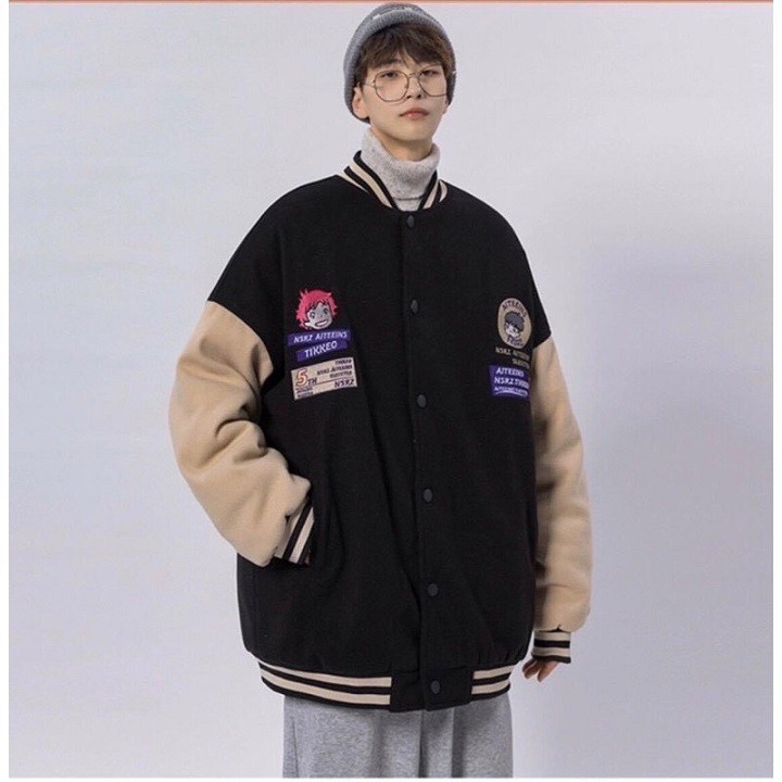 Áo Khoác Bomber Nỉ Bông Thêu Cậu Bé Nỉ Dày Dặn - Form Rộng Unisex Nam Nữ Couple Ulzzang KUN