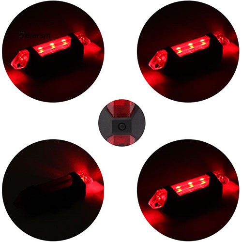 Đèn led 5 bóng gắn đuôi xe đạp sạc usb đa năng cao cấp