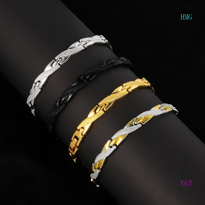 Vòng Tay Nam Châm Bằng Thép Không Gỉ Màu Đen/Bạc Thời Trang Cho Nam
