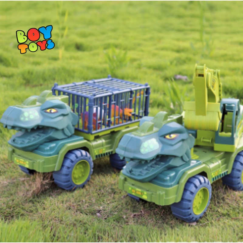 [SIZE LỚN]Đồ chơi mô hình xe khủng long chở thú chuyên dụng cỡ đại, có sẵn khủng long đi kèm cho bé