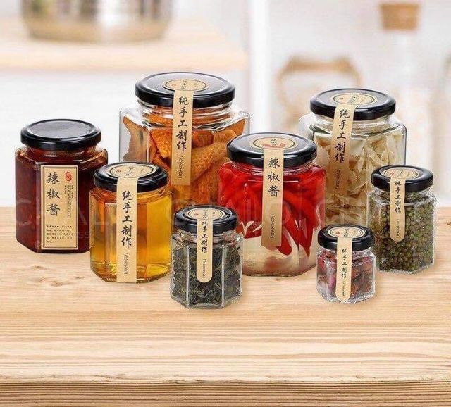 Hũ thủy tinh lục giác 500ml
