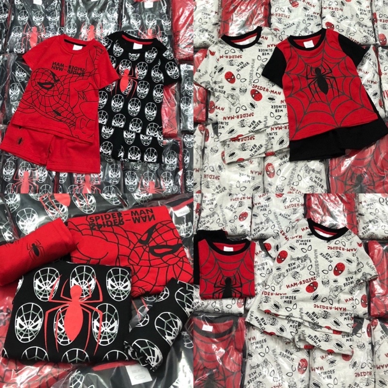 Set 2 bộ cotton cộc tay người nhện cho bé trai, 2 bộ spider man bé trai xuân hè 2022, set bộ siêu nhân cho bé trai