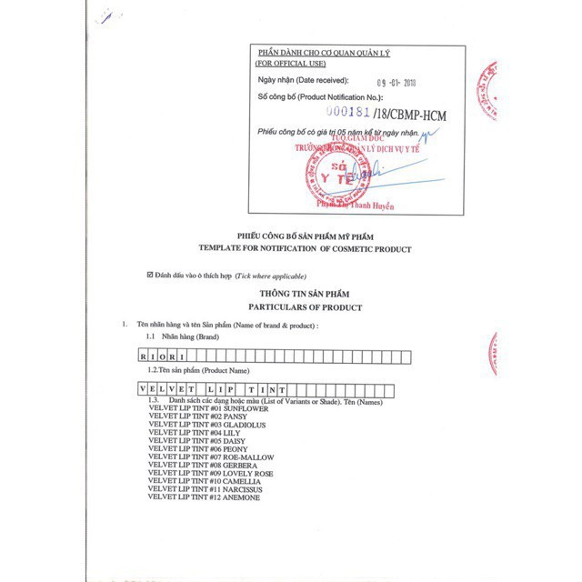 Son Kem RIORI Velvet Lip Tint Siêu Lì Siêu Mịn | BigBuy360 - bigbuy360.vn