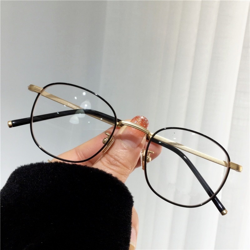 Kính mát gọng vuông kim loại chống ánh sáng xanh thời trang cho nữ
