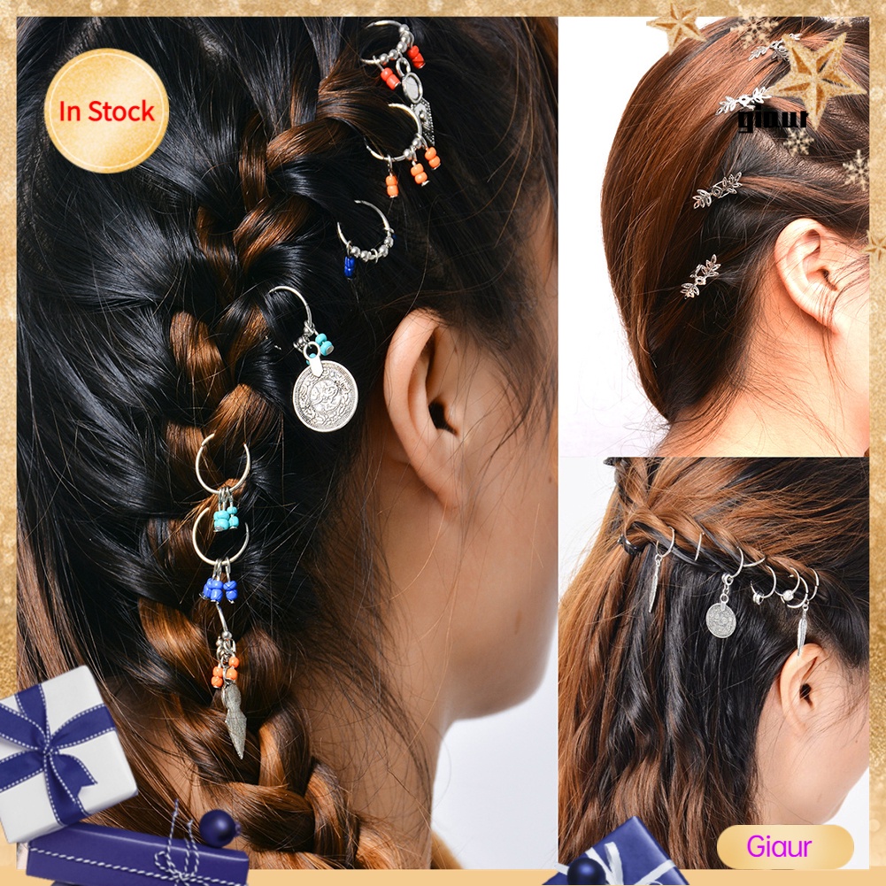 Gói phụ kiện trang trí tóc bện móc hạt cườm / tiền xu độc đáo cá tính chất lượng cao