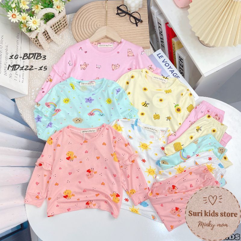 💖 Bộ dài tay minly baby (cũ là minky mom) thun lạnh in cây siêu cưng cho bé từ 17 đến 30kg mềm, mịn, mát,