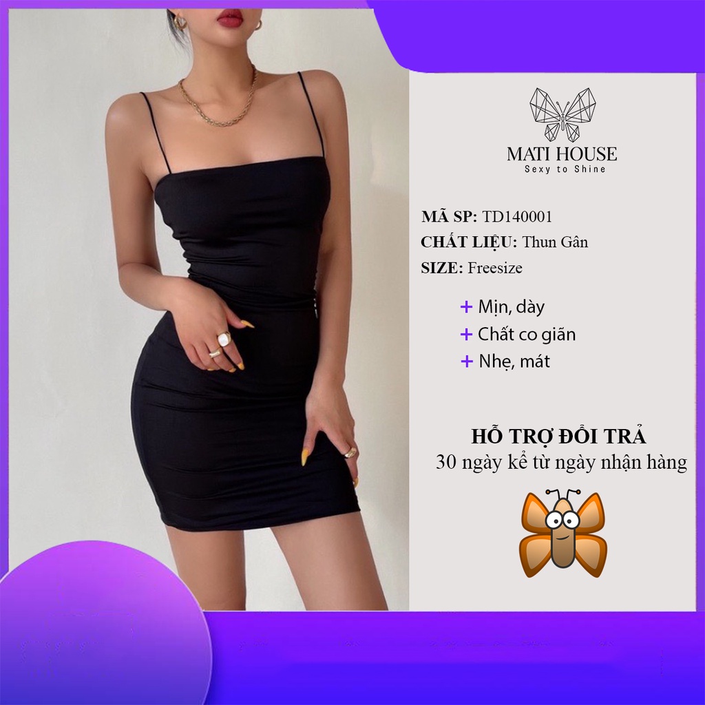 Váy Đầm Body Sexy Đầm Dáng Ôm 2 Dây Hở Lưng Dự Tiệc Màu Đen Chất Len Tăm (Thun Gân) Gợi Cảm Giá Rẻ - Mati House | BigBuy360 - bigbuy360.vn