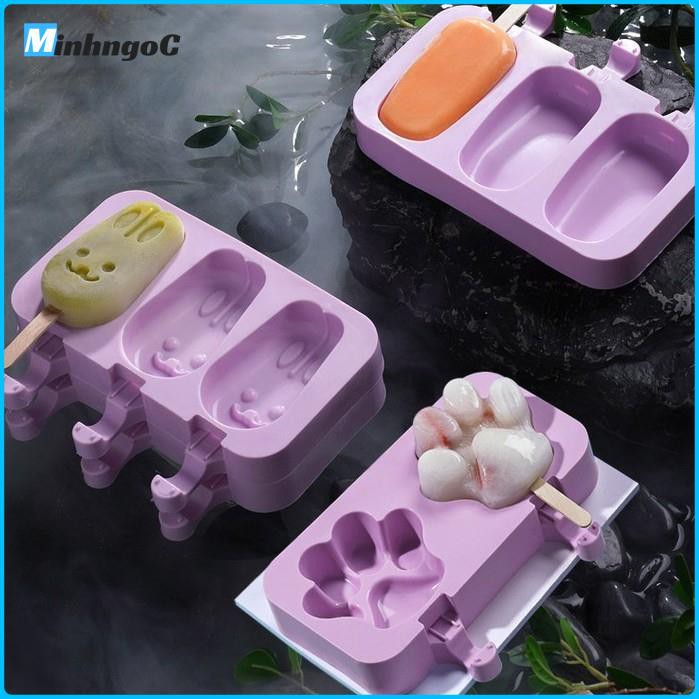 Khuôn làm kem silicon Tặng kèm 50 que làm kem hình cute có nắp đậy bằng nhựa  - Siêu Thị Minh Ngọc | BigBuy360 - bigbuy360.vn