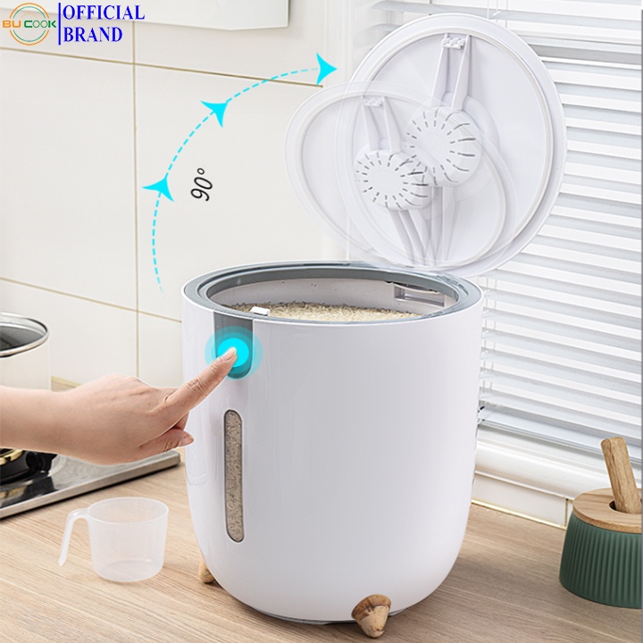 Thùng Đựng Gạo Thông Minh 10kg BUCOOK - Chống Ẩm Mốc, Côn Trùng, Mối Mọt