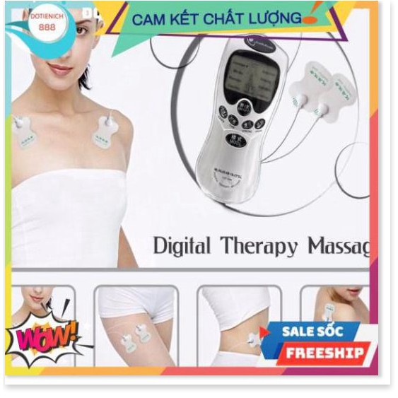 Máy massage xung điện ❤️FREESHIP❤️ 4 miếng dán vật lý trị liệu mát xa châm cứu bấm huyệt cầm tay lưng cổ vai gáy