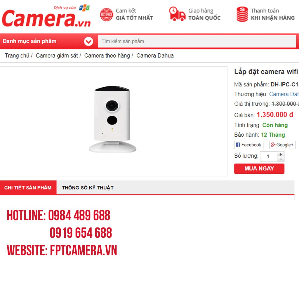 Camera wifi Dahua DH-IPC-C15P
