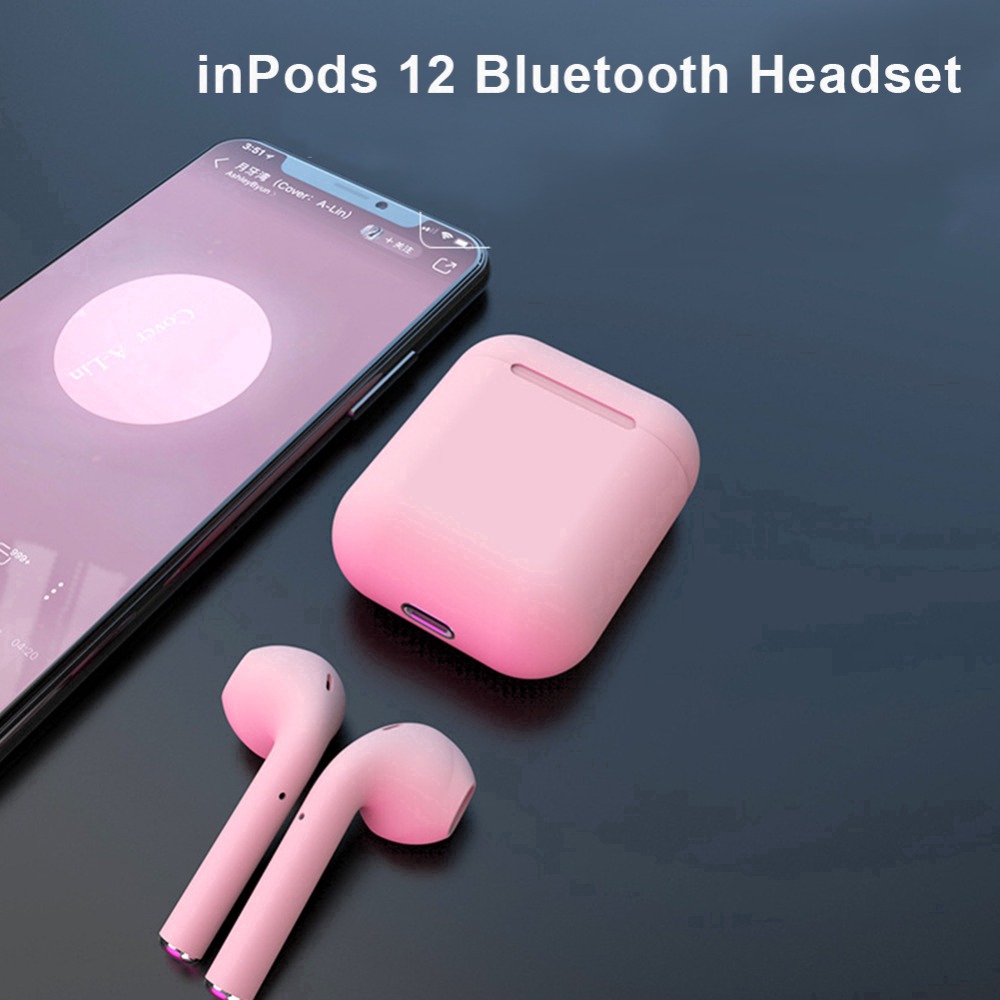 Tai nghe Bluetooth 5.0 i12s Inpods 12 TWS âm thanh stereo màu sắc bánh Macaron dễ thương