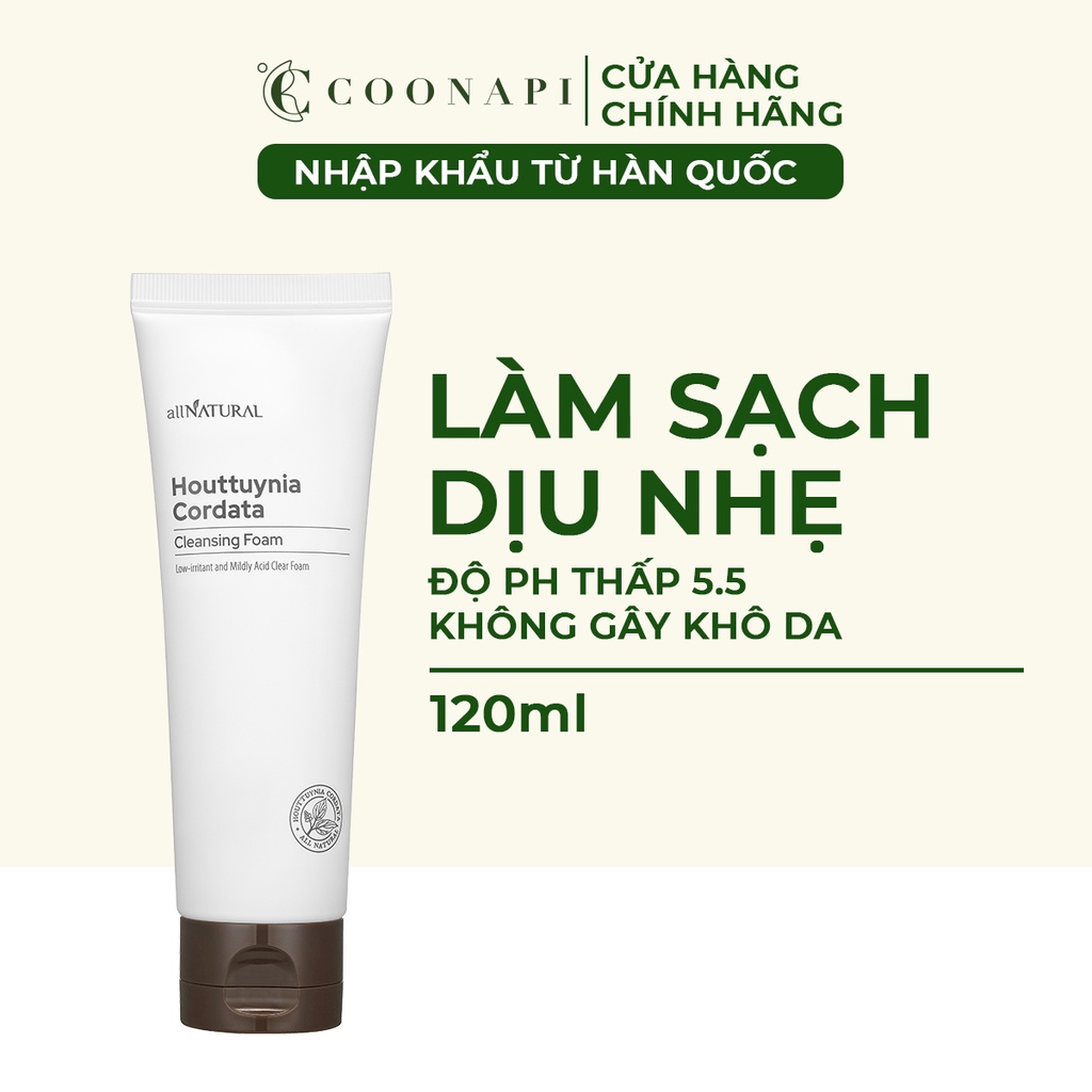 Sữa Rửa Mặt Diếp Cá pH Thấp, Dịu Nhẹ Và Dưỡng Ẩm All Natural Houttuynia Cordata Cleansing Foam 120ml