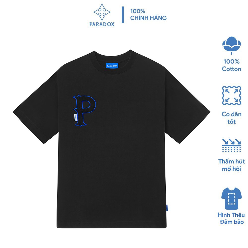 Áo thun form rộng Paradox tay lỡ - Unisex - In hình - GENUINE LOGO - Màu đen