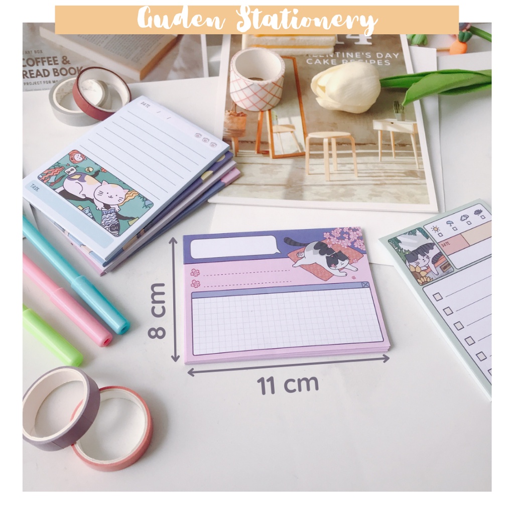 Giấy note mèo Nhật Bản dễ thương_giấy ghi chú dễ thương_Guden Stationery