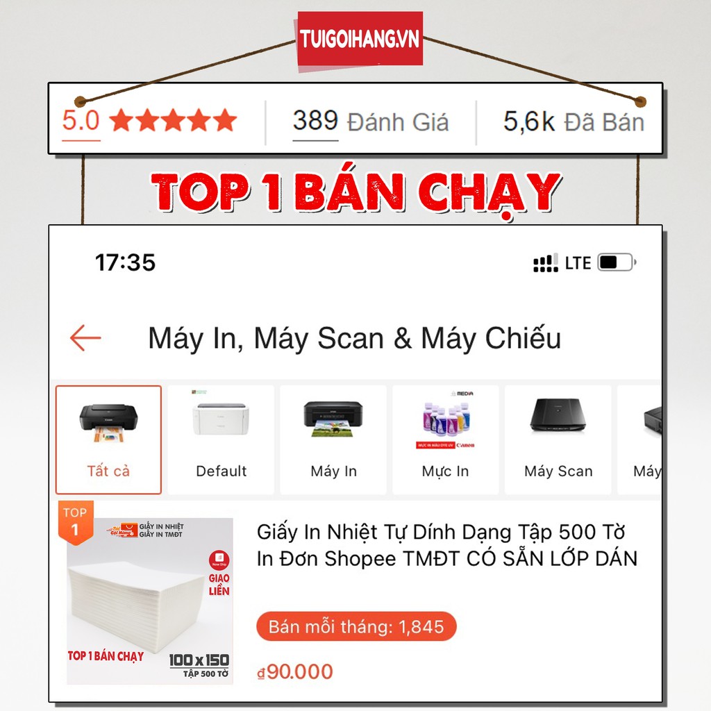 Giấy In Nhiệt Tự Dính Dạng Tập 500 Tờ In Đơn Shopee TMĐT CÓ SẴN LỚP DÁN