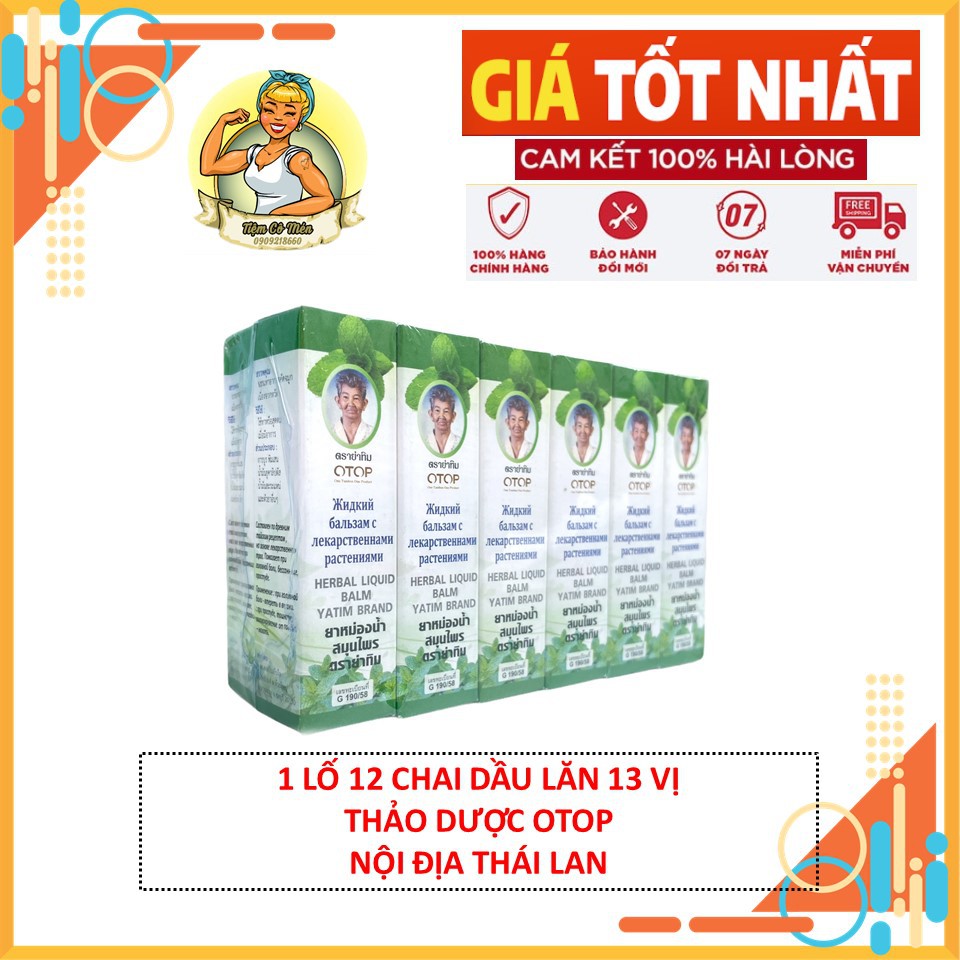 1 Lố 12 Chai Dầu Lăn 13 Vị Thảo Dược OTOP - Dầu lăn Thái Lan Bà Già - Yatim Brand - Hàng Nội Địa Cực Chuẩn