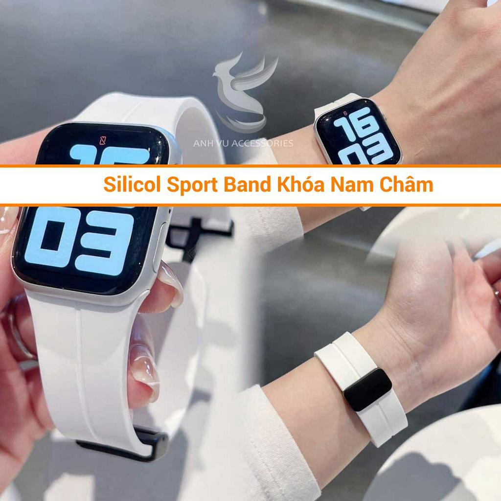 Dây cao su silicol Sport Band Khóa Nam Châm cực đẹp cho Đồng hồ thông minh, đủ size 38/40/41/42/44/45/49mm
