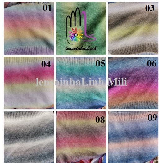 Len mohair loang cầu vồng cuộn 100g sợi to đan móc