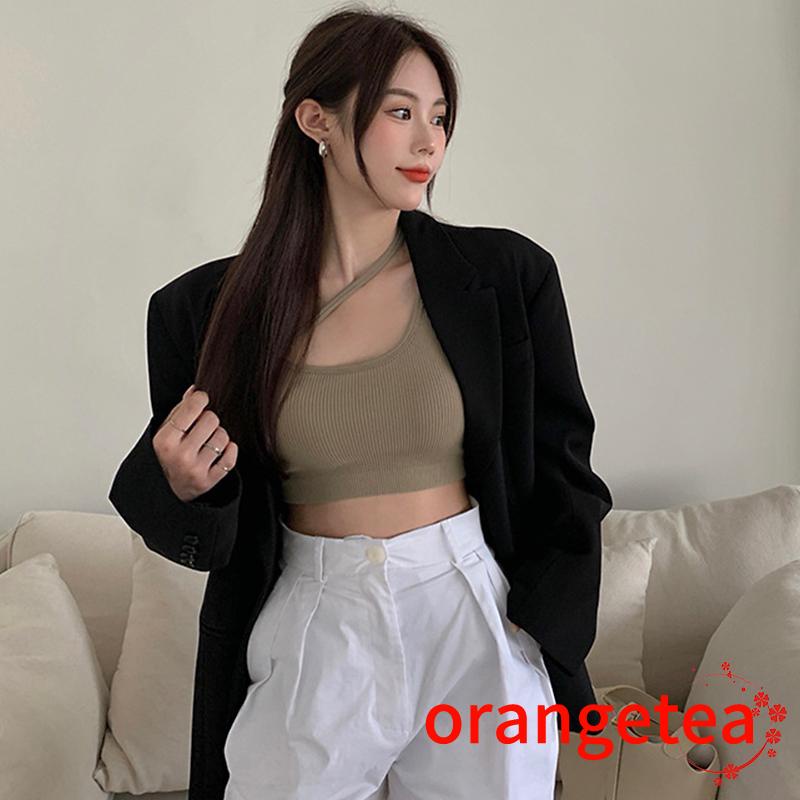 Áo Tank Top Hai Dây Màu Trơn Dáng Chữ U Gợi Cảm Cho Nữ