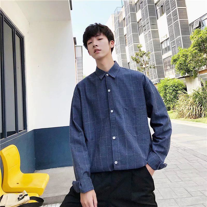 Áo Sơ Mi Nam Dài Tay Dáng Rộng Phong Cách Nhật Bản Thời Trang Xuân Hè 3 Màu Tùy Chọn M-3XL